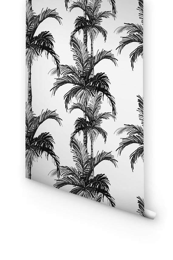 Black And White Palm Trees Removable Wallpaper