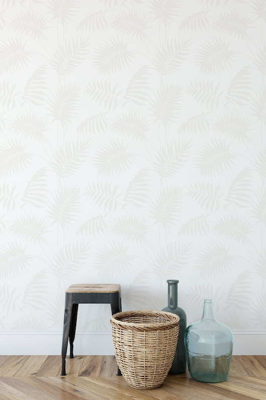 Beige Palm Leaves Pattern Removable Wallpaper