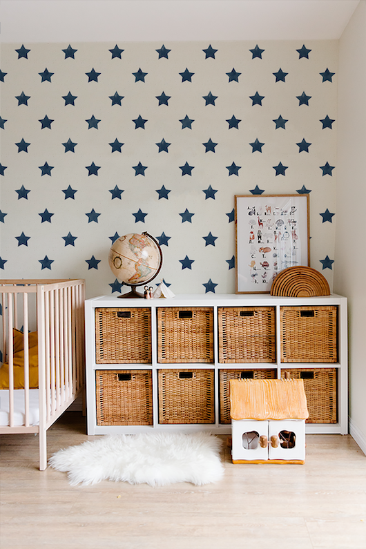 Blue Watercolor Stars Wallpaper For Nursery