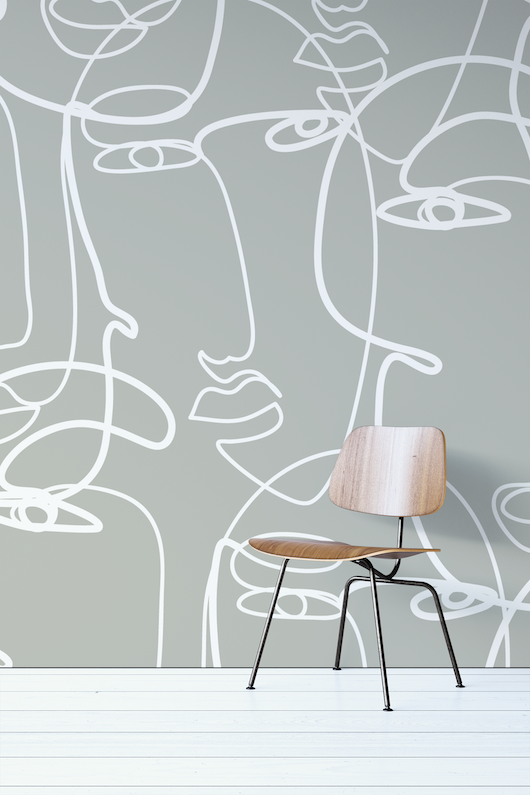 One Line Drawing Peel And Stick Wallpaper