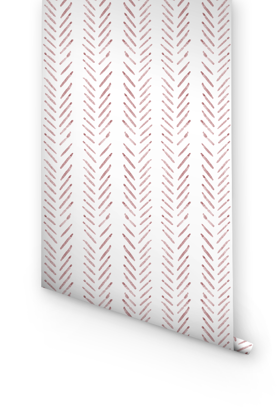 Pink herringbone removable wallpaper