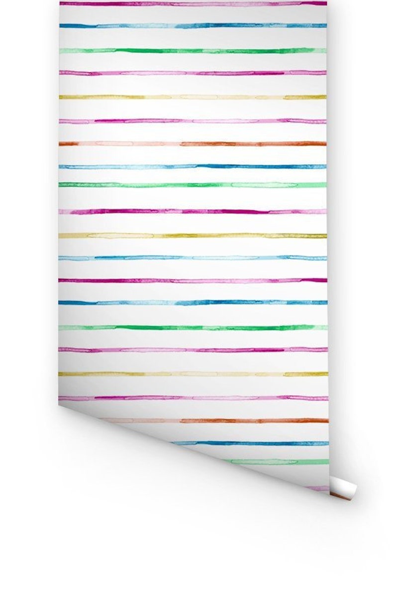 Watercolor Rainbow Stripes Removable Wallpaper