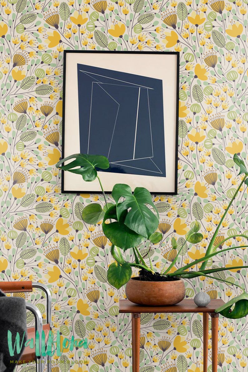 Yellow Botanical Removable Wallpaper