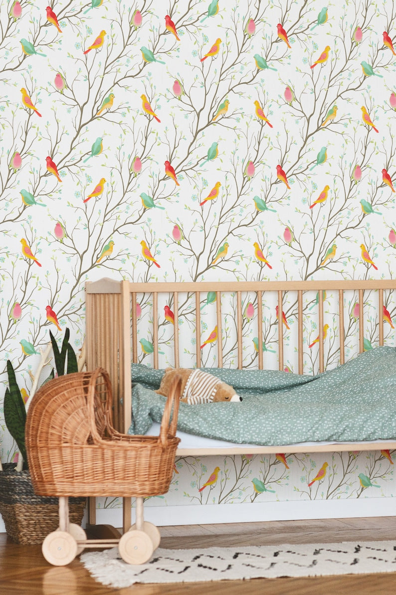 Colorful Birds Removable Wallpaper