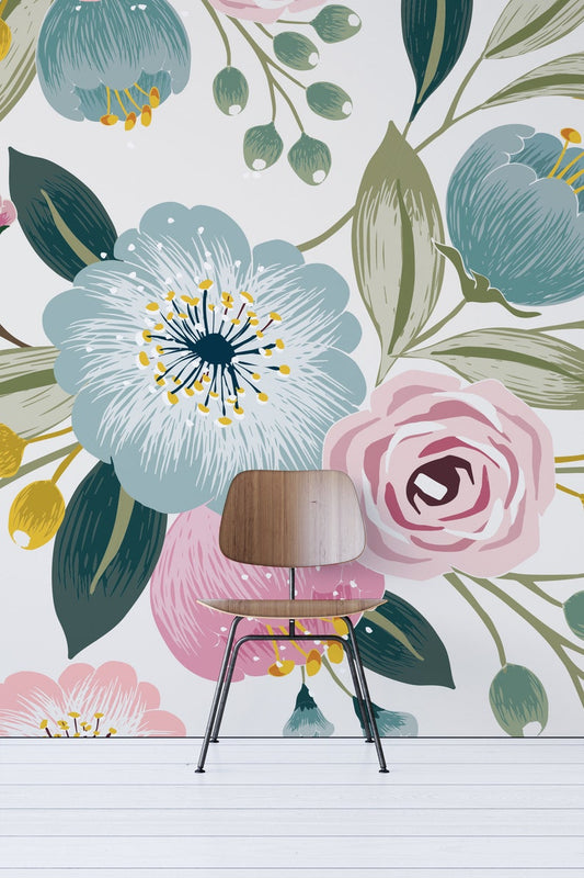 Large Blooming Floral Wallpaper Mural