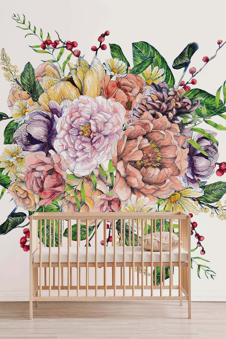 Floral Wall Mural For Nursery