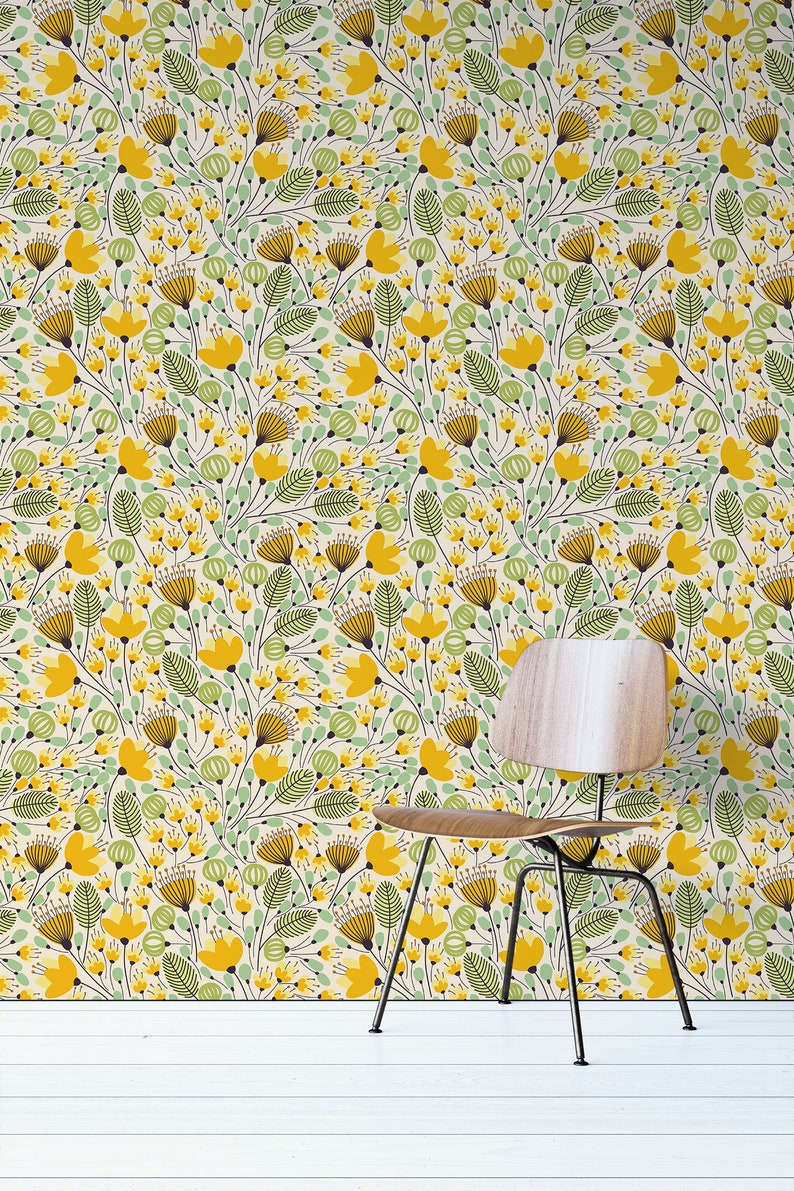 Yellow Botanical Removable Wallpaper
