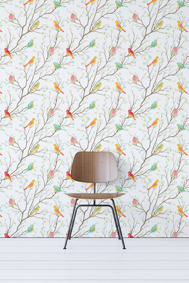 Colorful Birds Removable Wallpaper