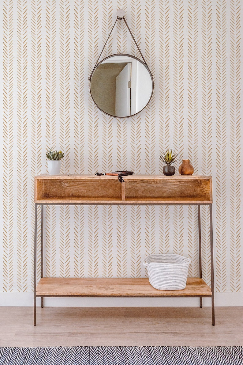 Terracotta herringbone removable wallpaper