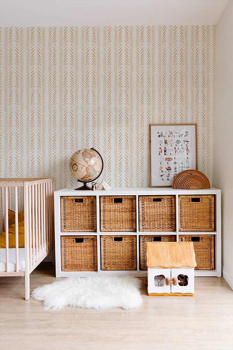 Terracotta herringbone removable wallpaper