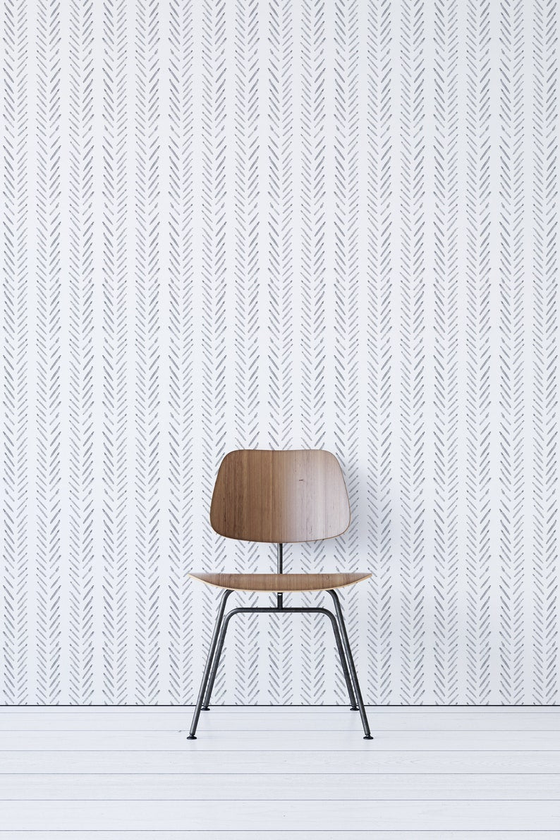 Grey herringbone removable wallpaper