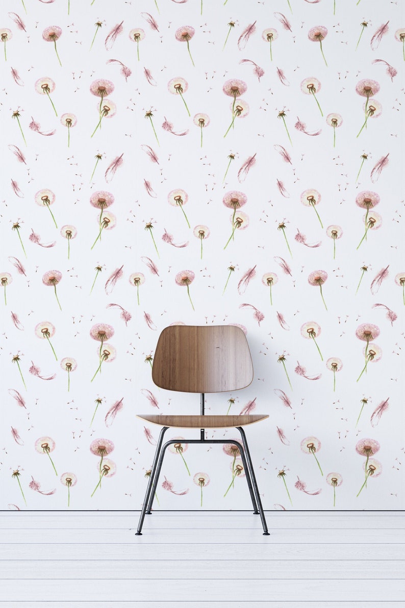 Pink Dandelion Removable Wallpaper
