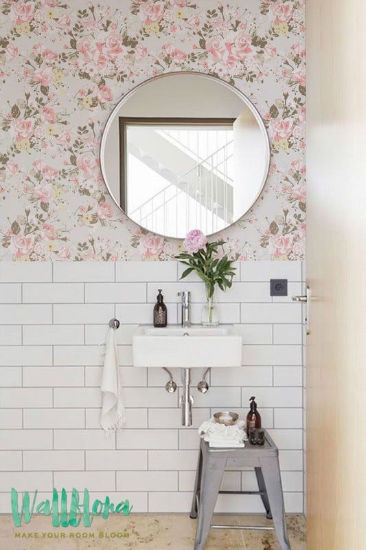 Roses Peel And Stick Wallpaper For Bathroom