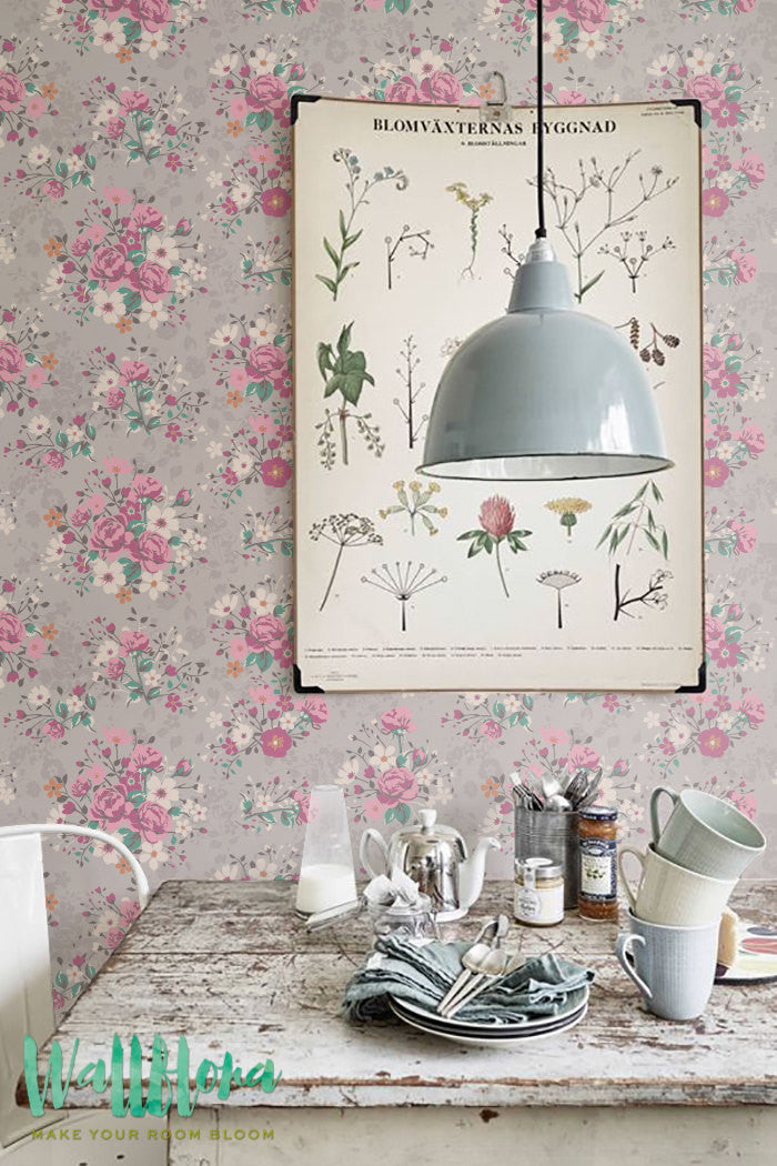 Vintage Floral Removable Wallpaper